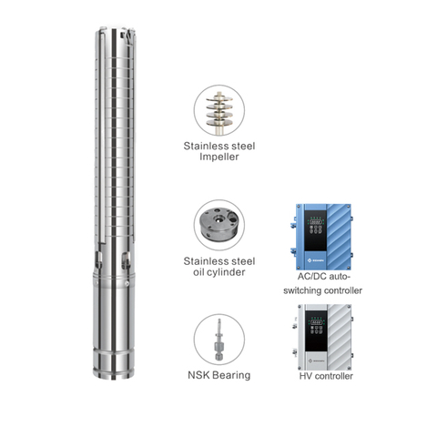 Bomba de poço submersível solar sem escova híbrida AC/DC de 3 polegadas (3ESC-A/D)